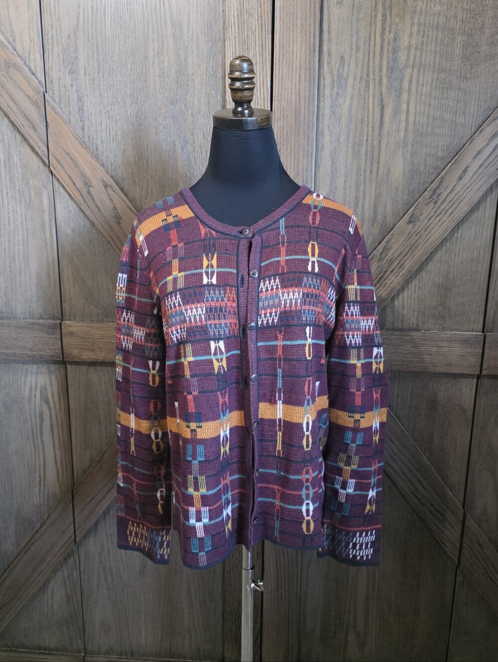Peruvian Connection Patterned Knit Cardigan